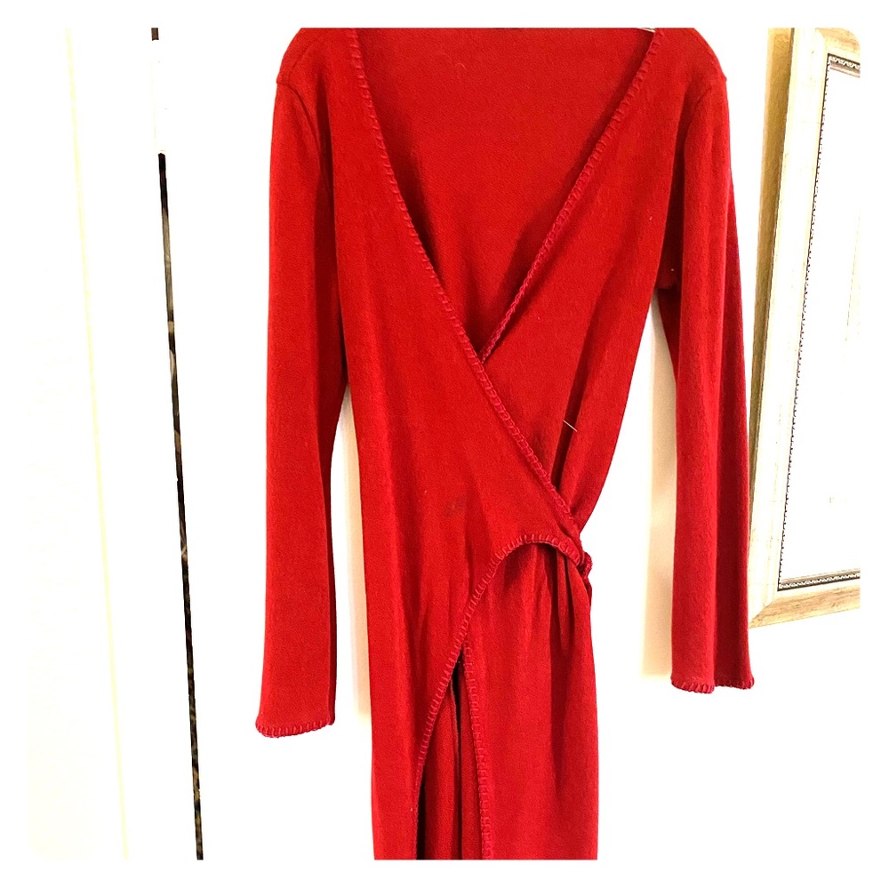 Red Wrap around Maxi Sweater